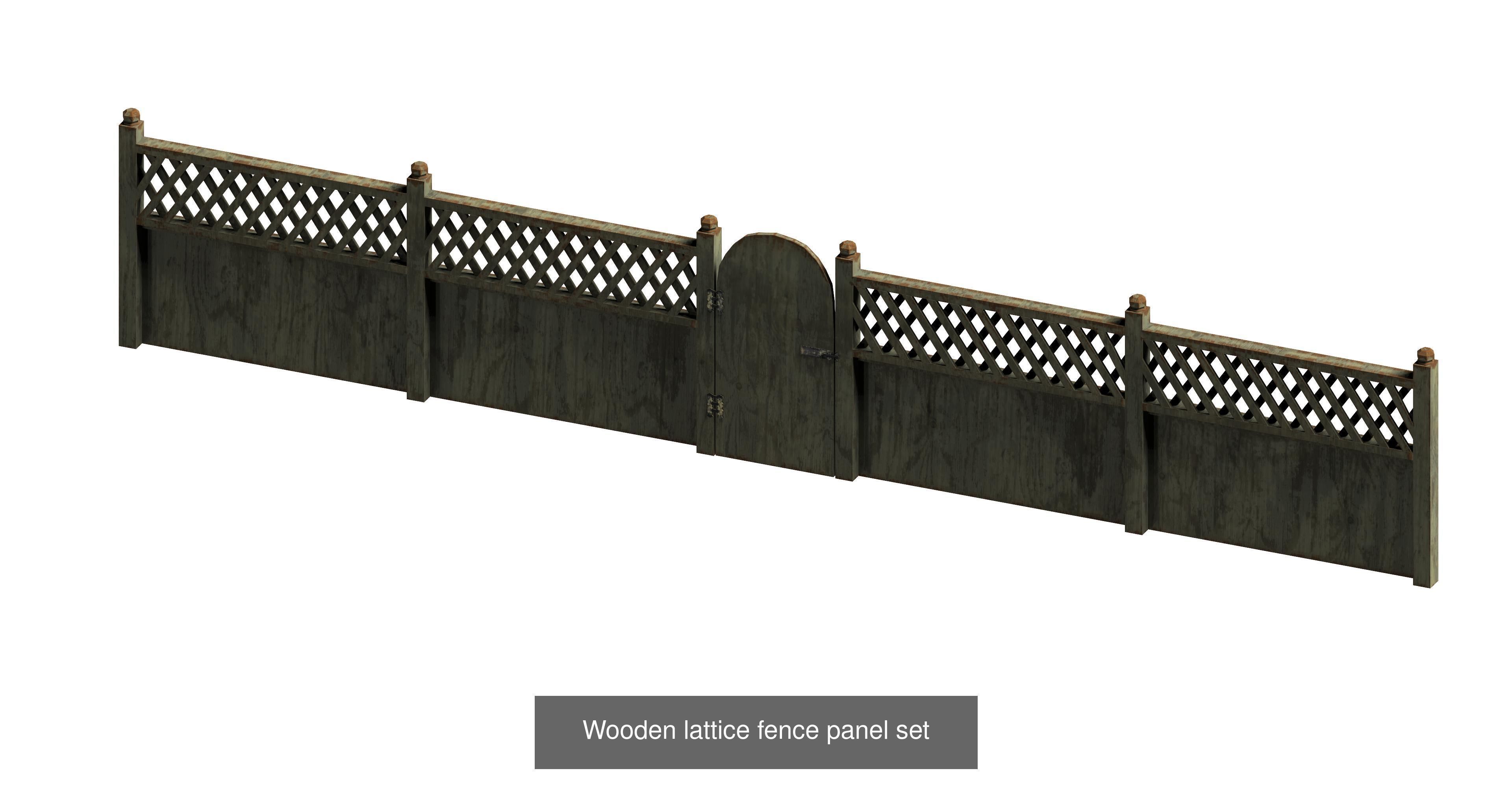 20 garden fence set 3D Model Collection_9