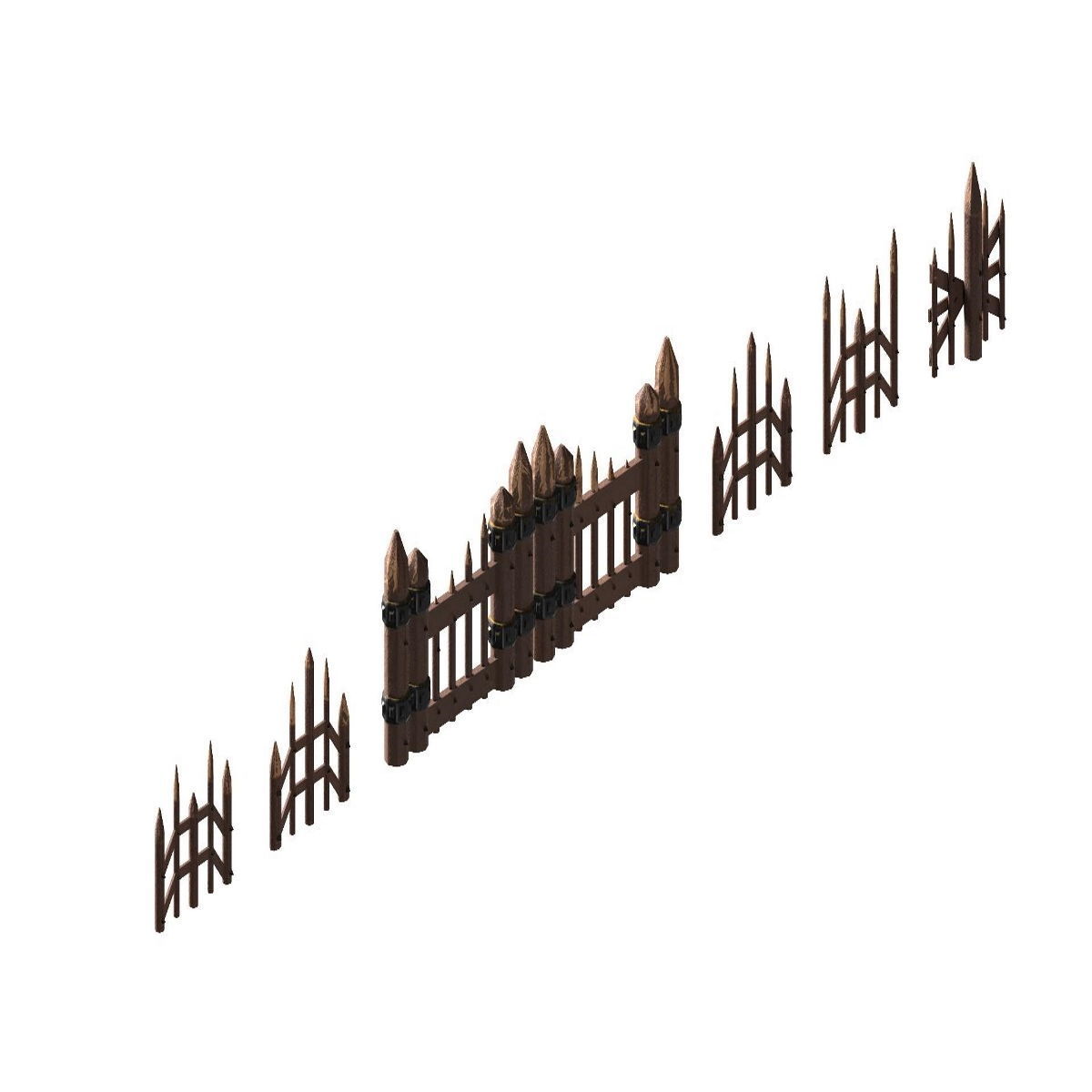 20 garden fence set 3D Model Collection_26
