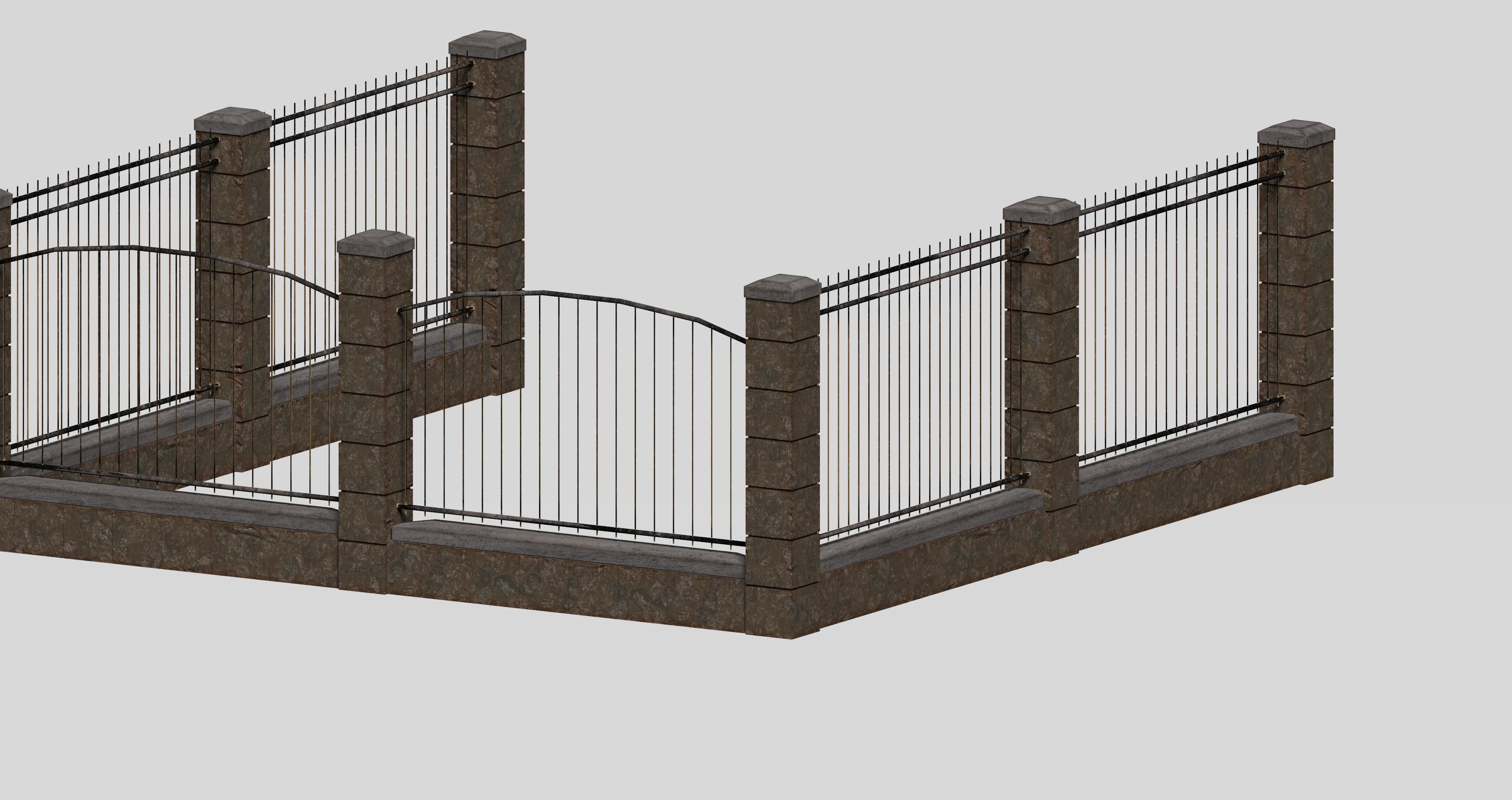 20 garden fence set 3D Model Collection_34