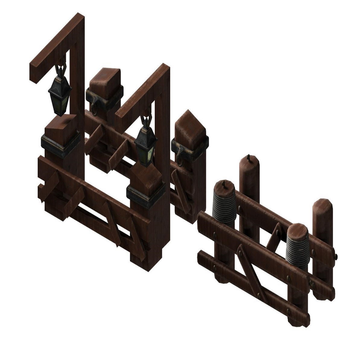 20 garden fence set 3D Model Collection_16