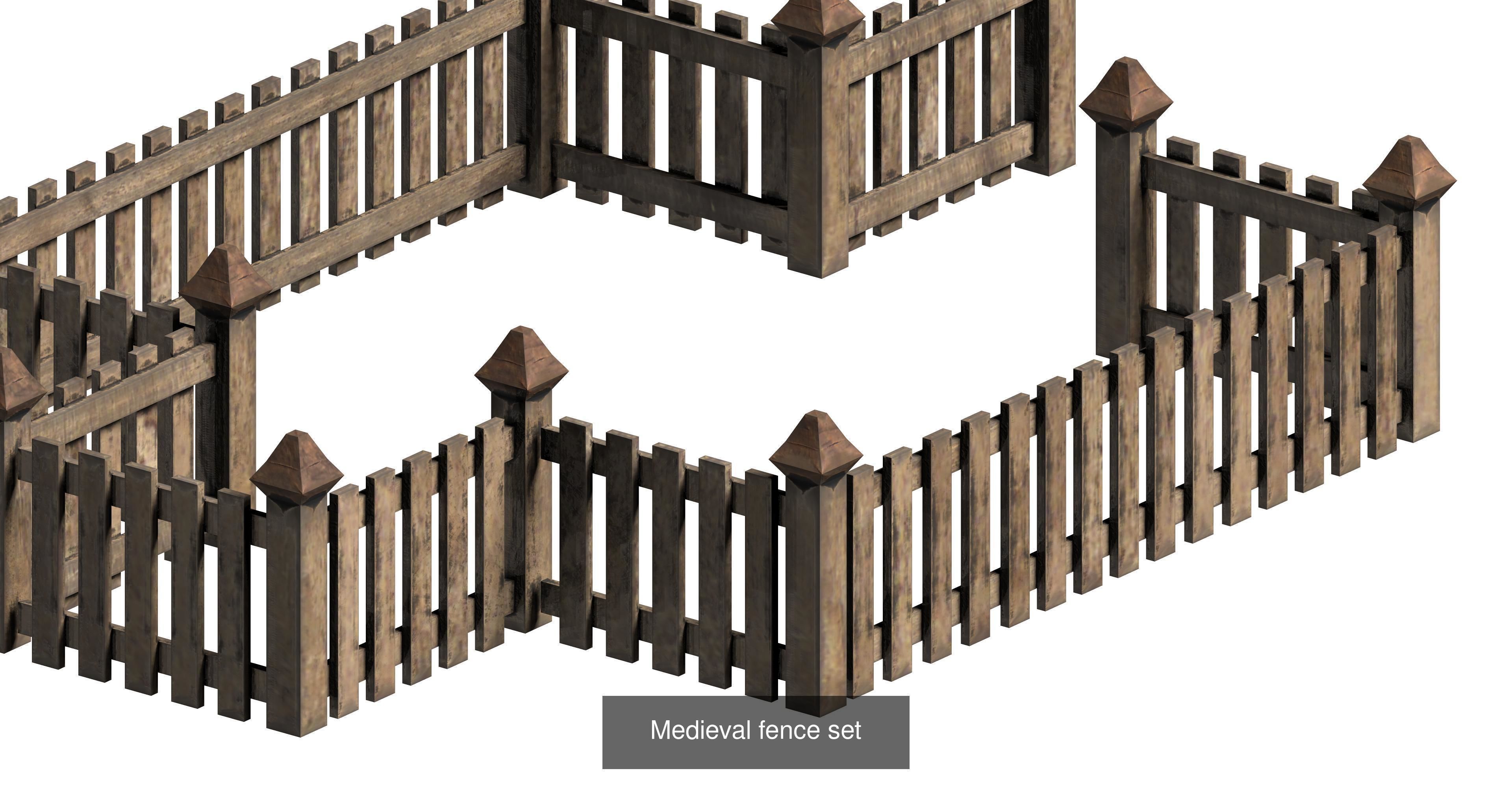 20 garden fence set 3D Model Collection_1