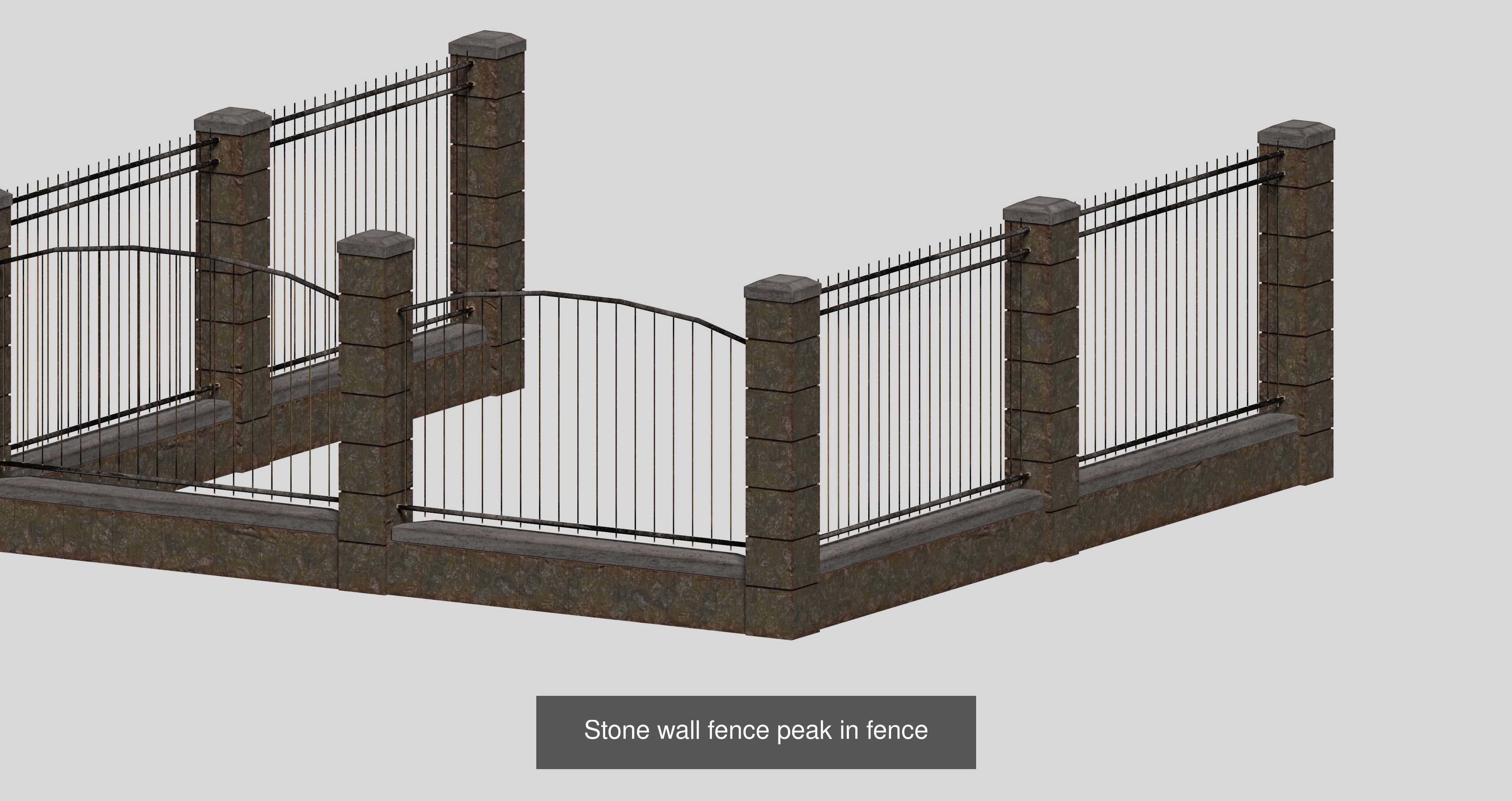 20 garden fence set 3D Model Collection_35