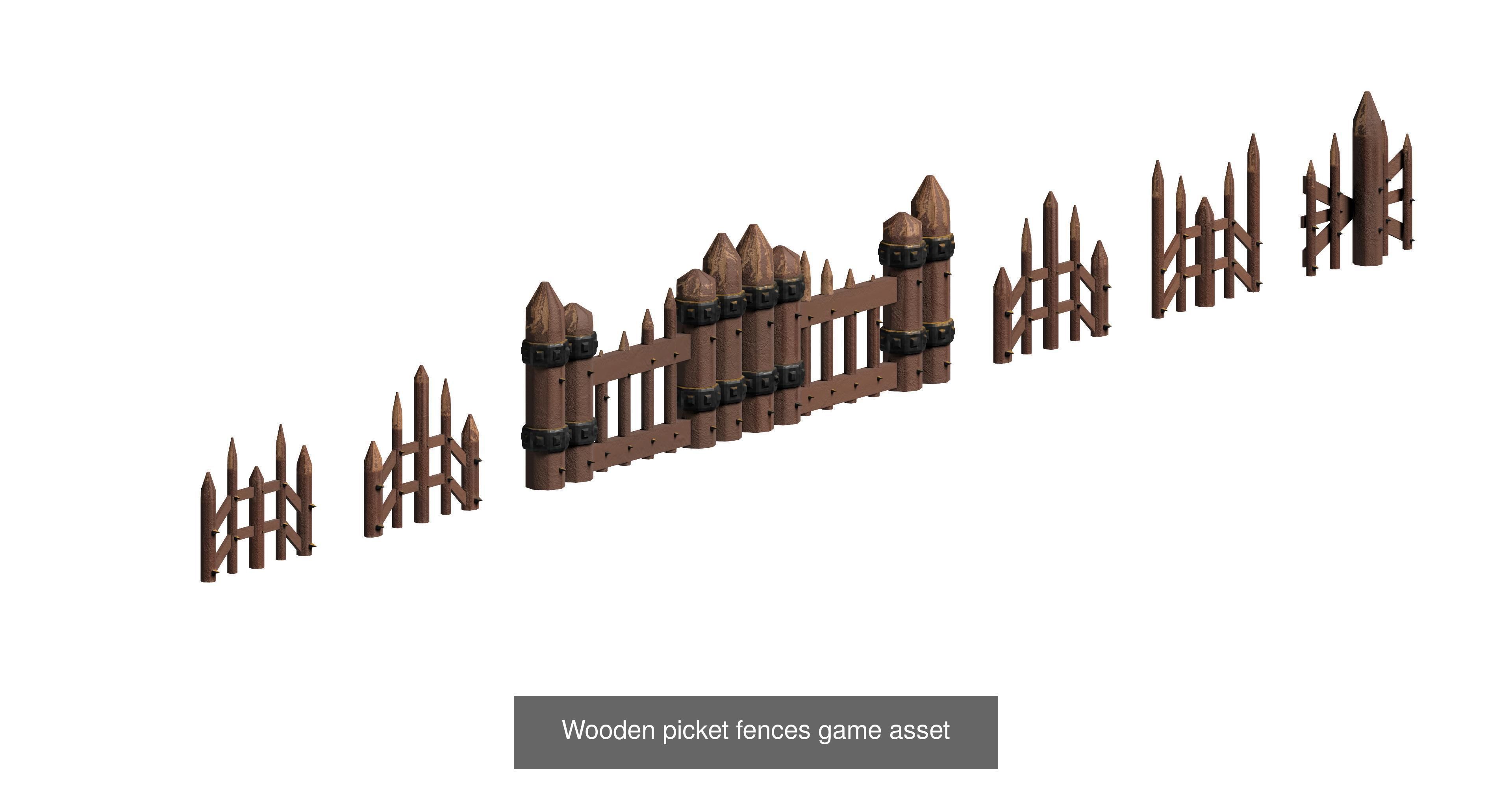 20 garden fence set 3D Model Collection_5