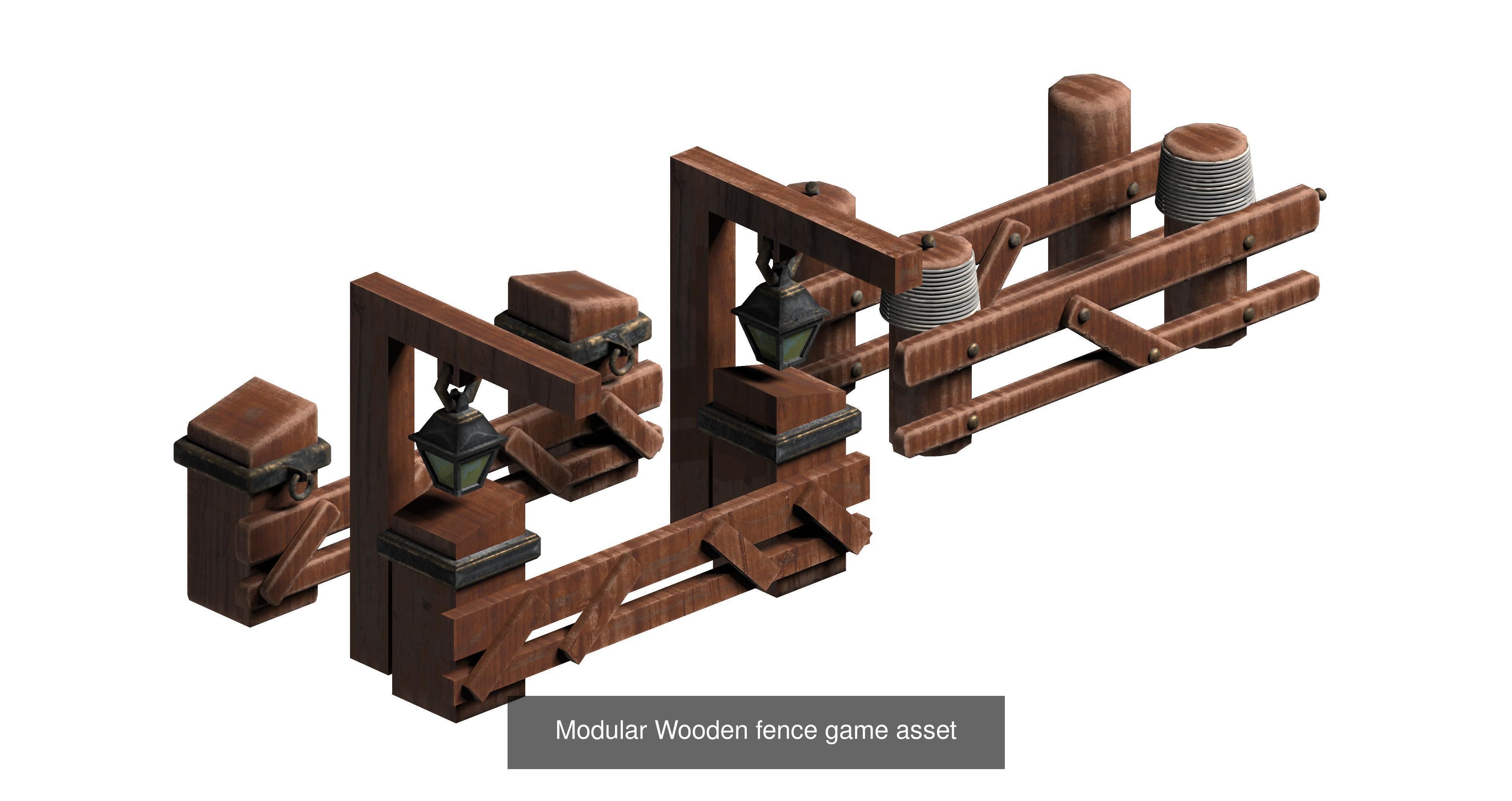 20 garden fence set 3D Model Collection_7