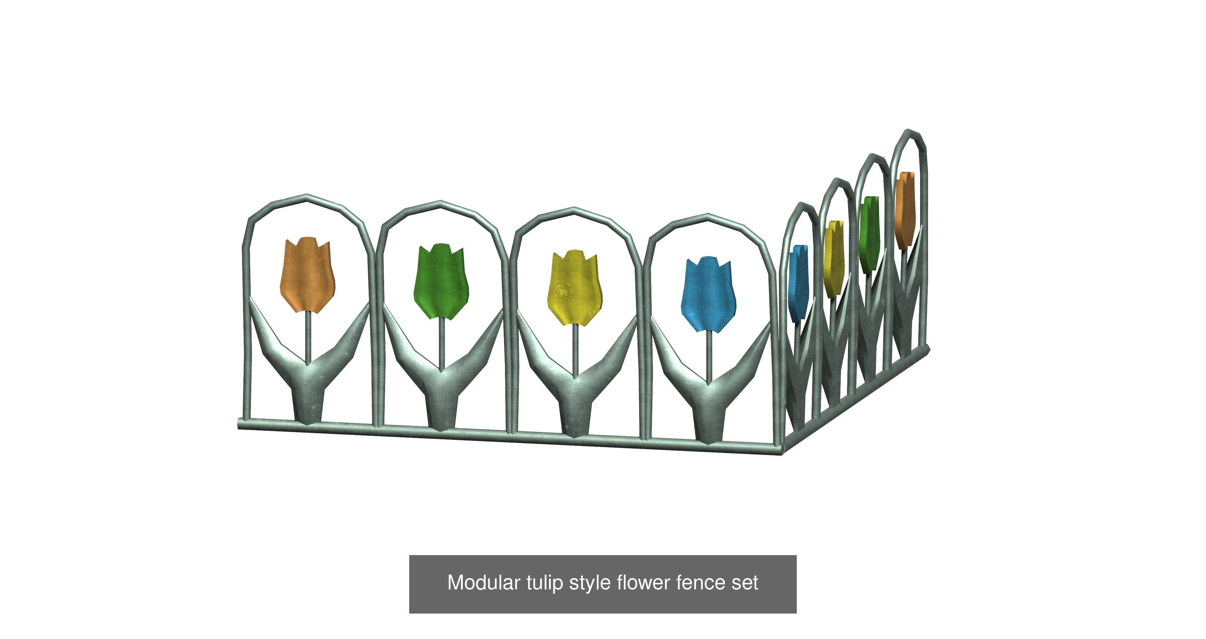 20 garden fence set 3D Model Collection_27