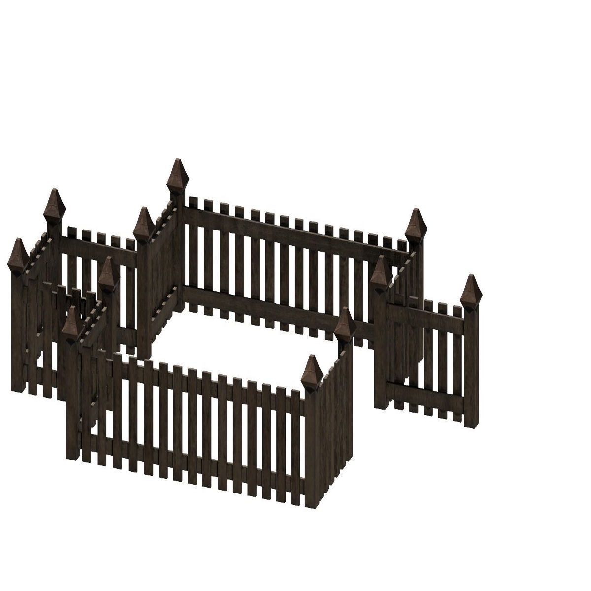 20 garden fence set 3D Model Collection_2