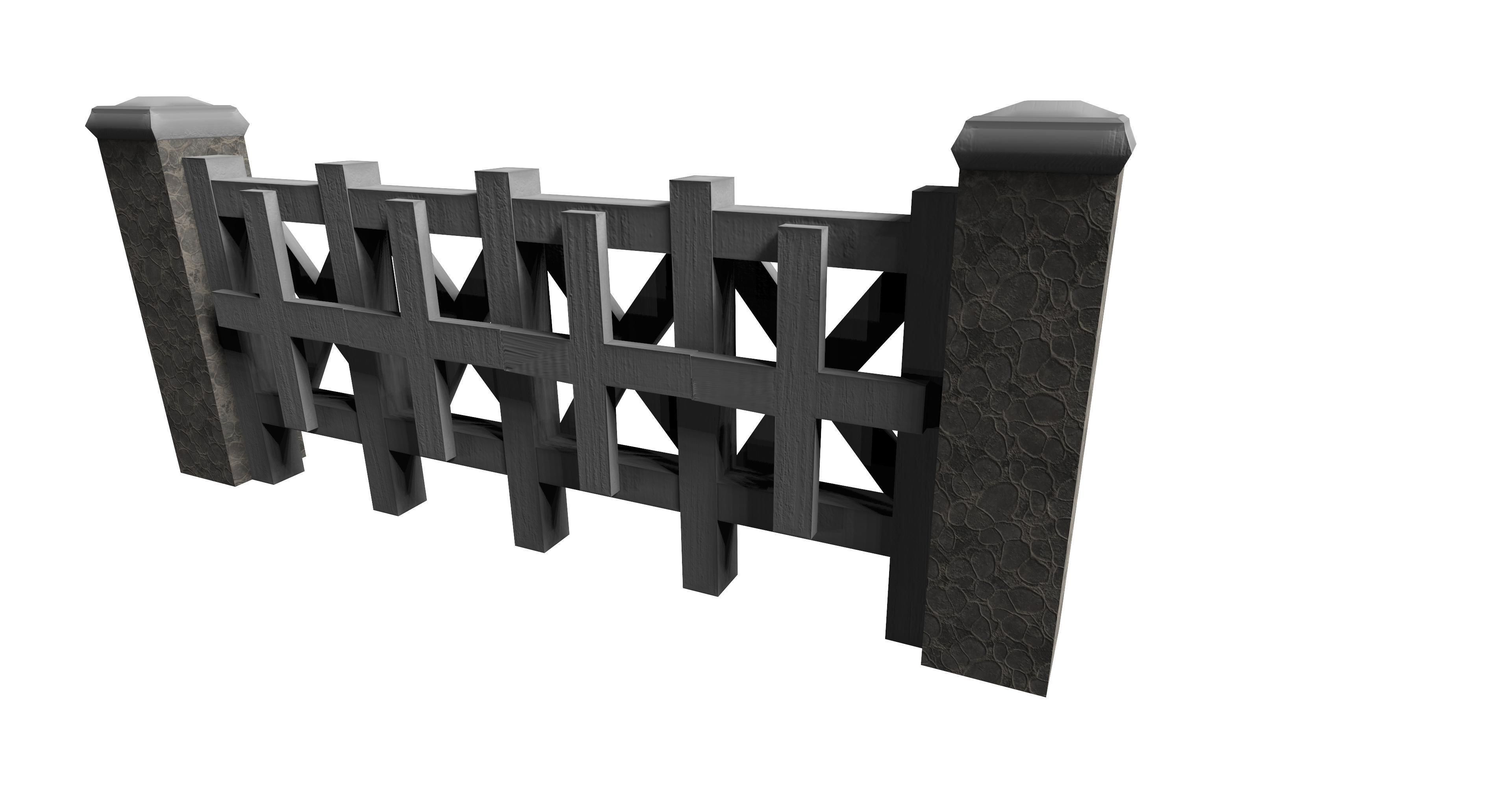 20 garden fence set 3D Model Collection_28