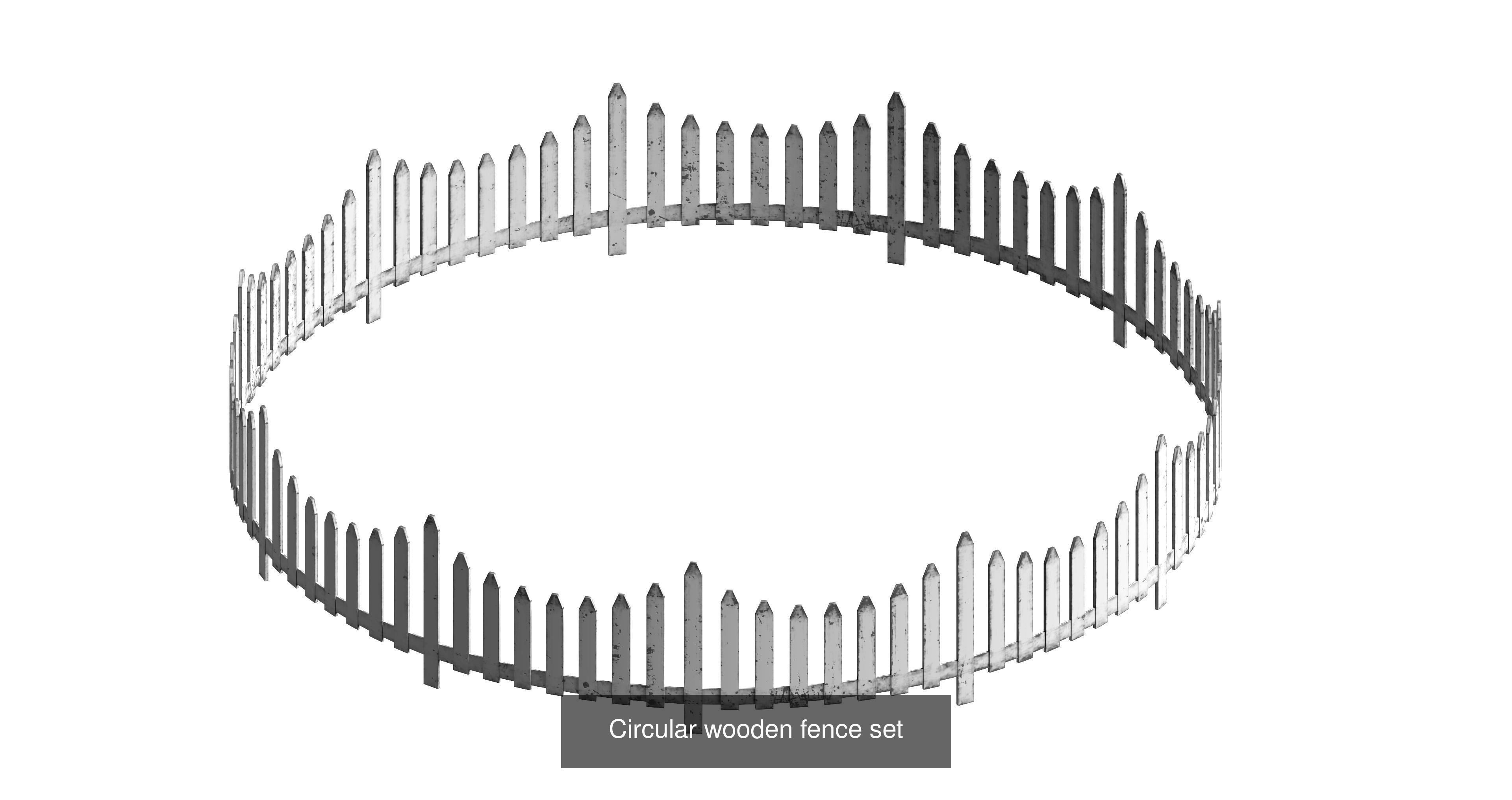 20 garden fence set 3D Model Collection_11