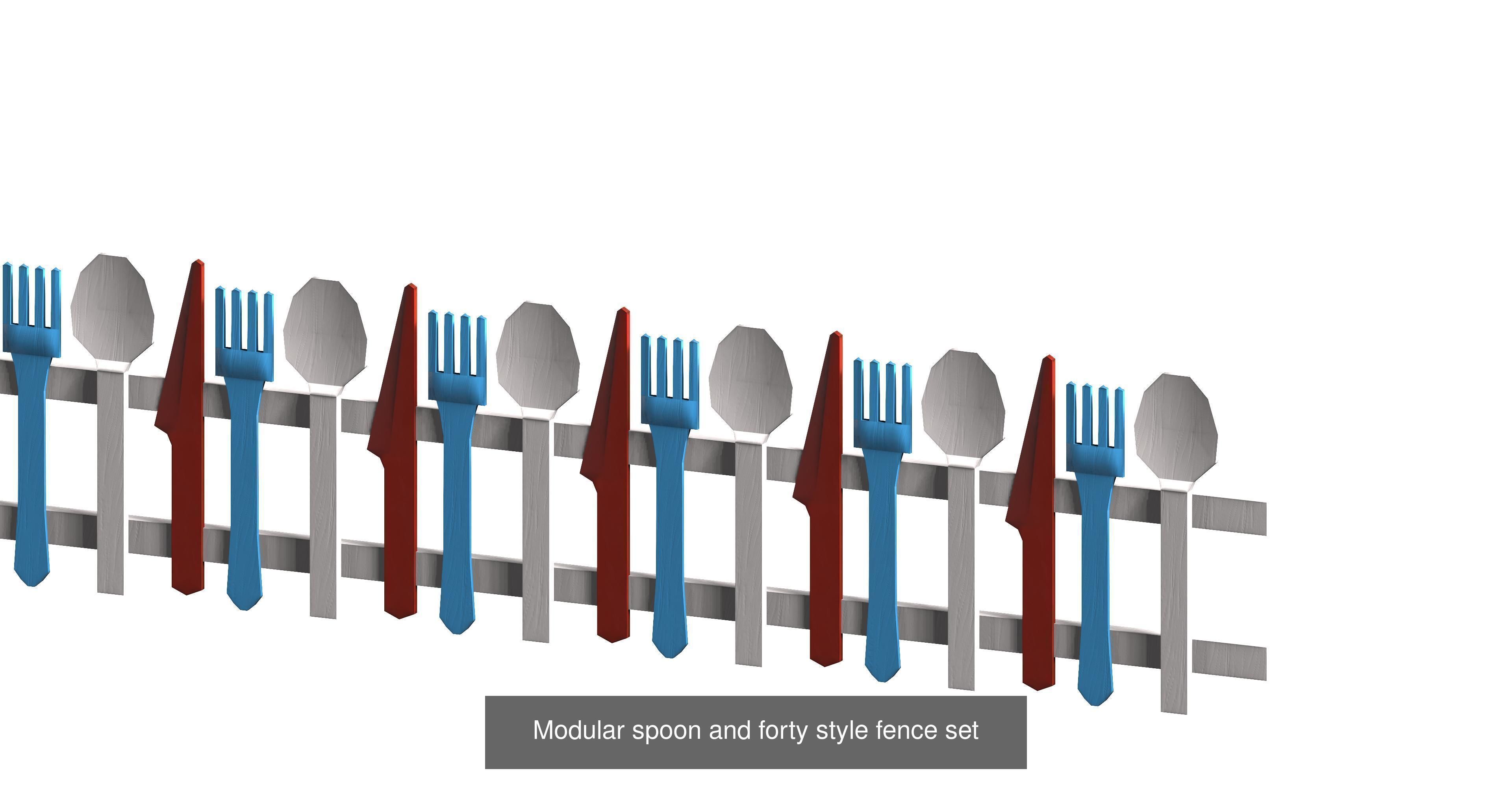 20 garden fence set 3D Model Collection_25