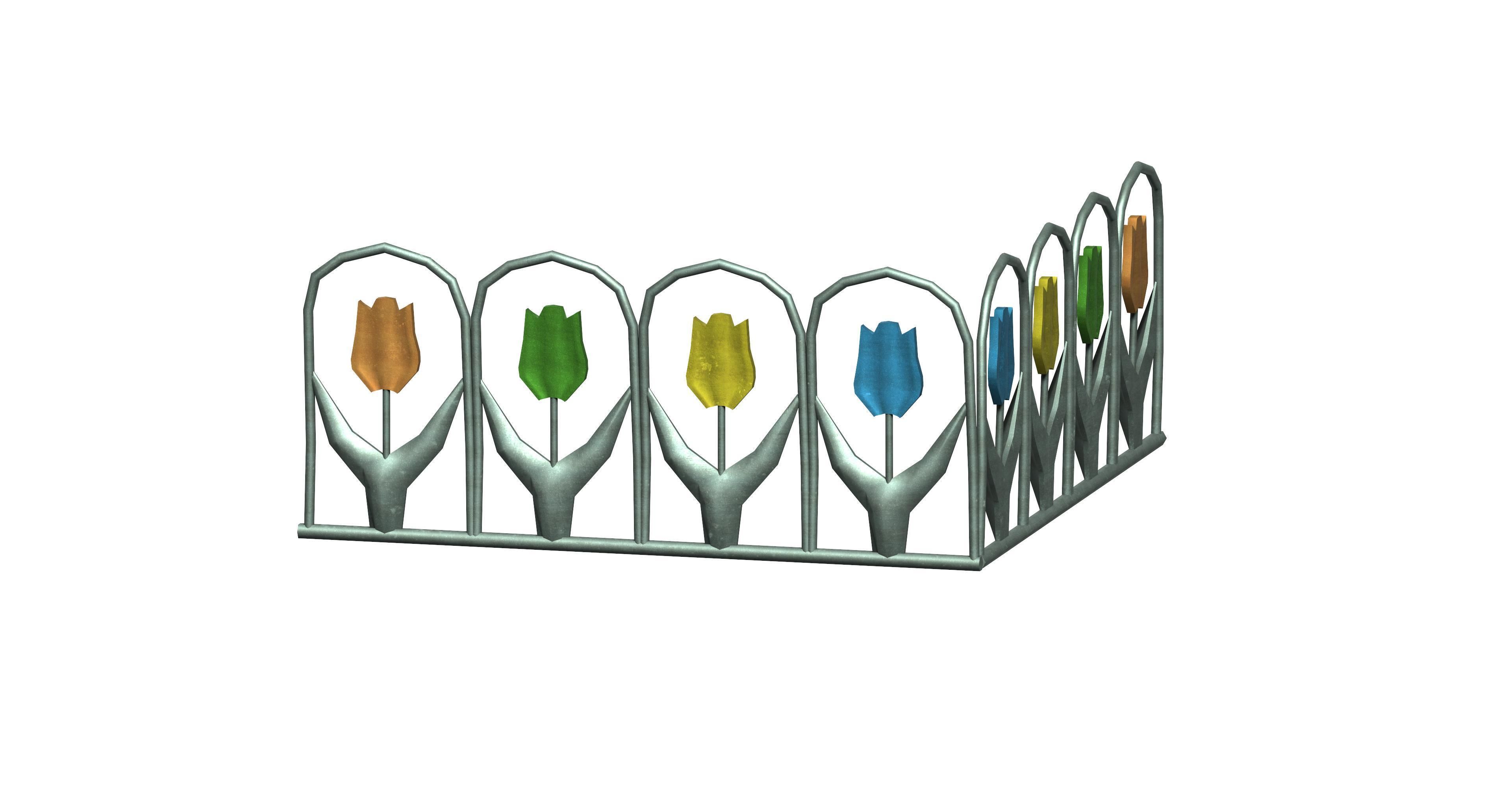 20 garden fence set 3D Model Collection_22
