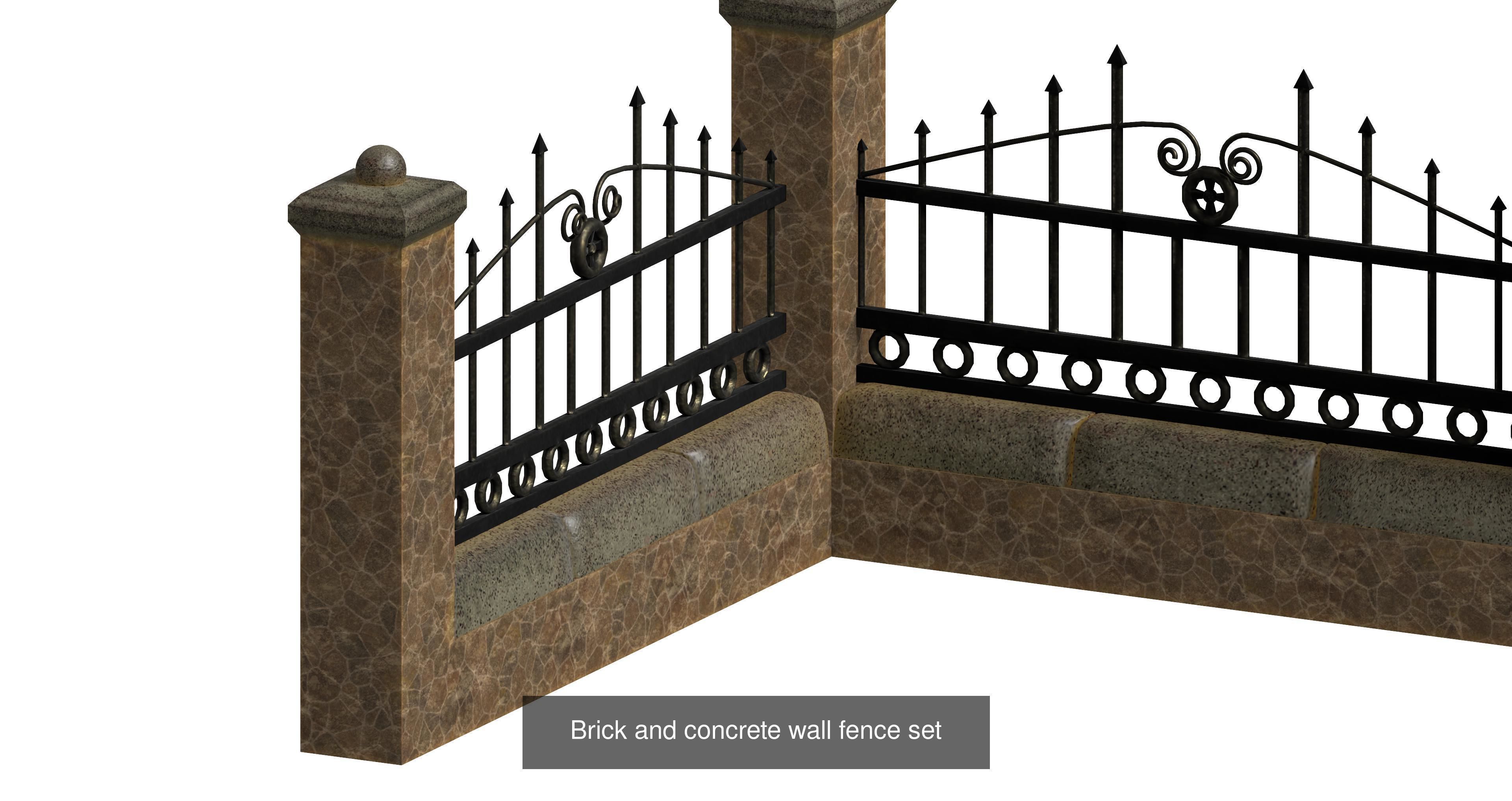 20 garden fence set 3D Model Collection_17