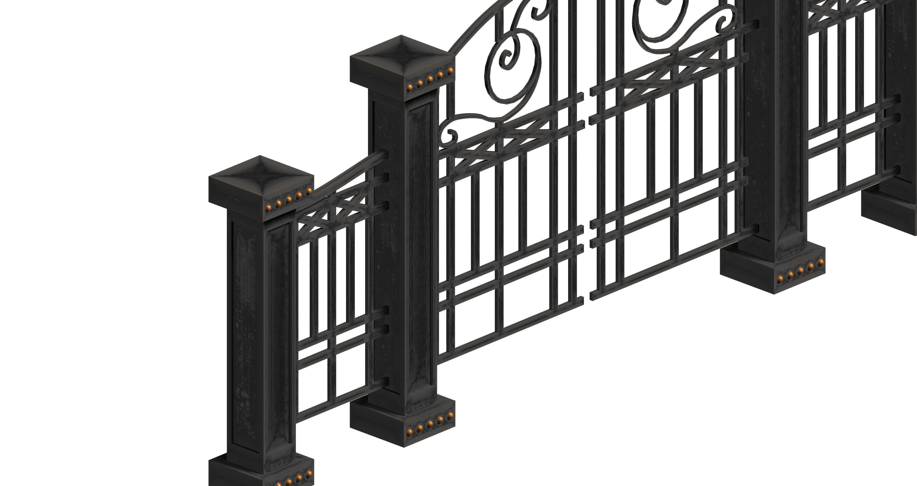 20 garden fence set 3D Model Collection_18