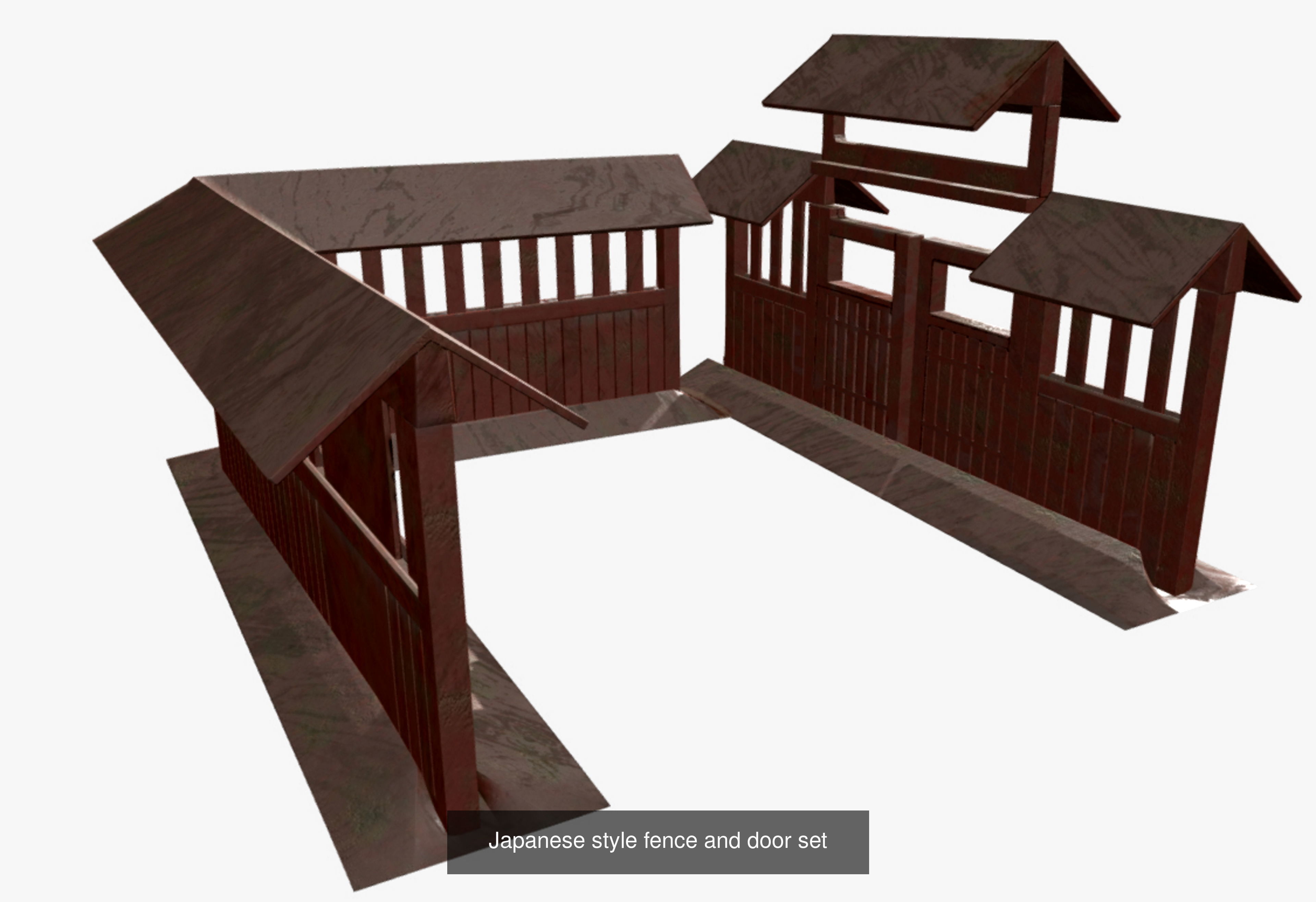 20 garden fence set 3D Model Collection_15