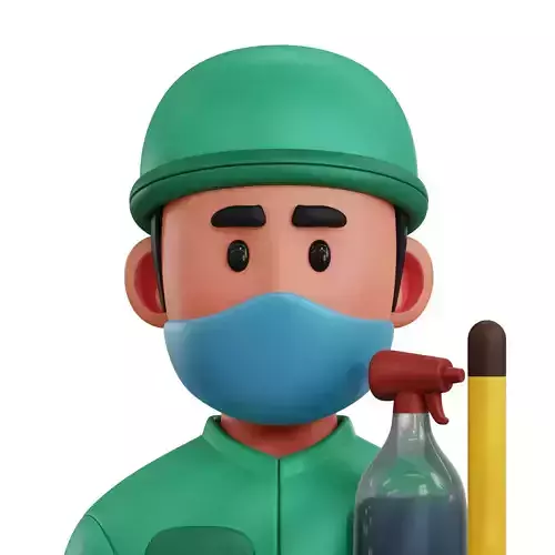 Cleaning Staff Avatar 3D Icon