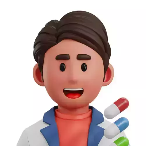 Pharmacist Avatar 3D Icon Low-poly 3D model