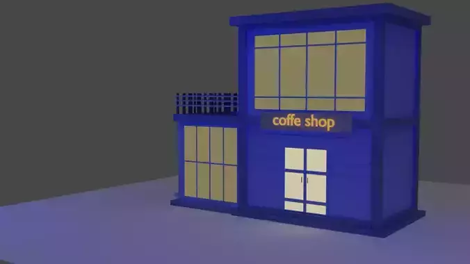 coffee shop low poly model Free low-poly 3D model