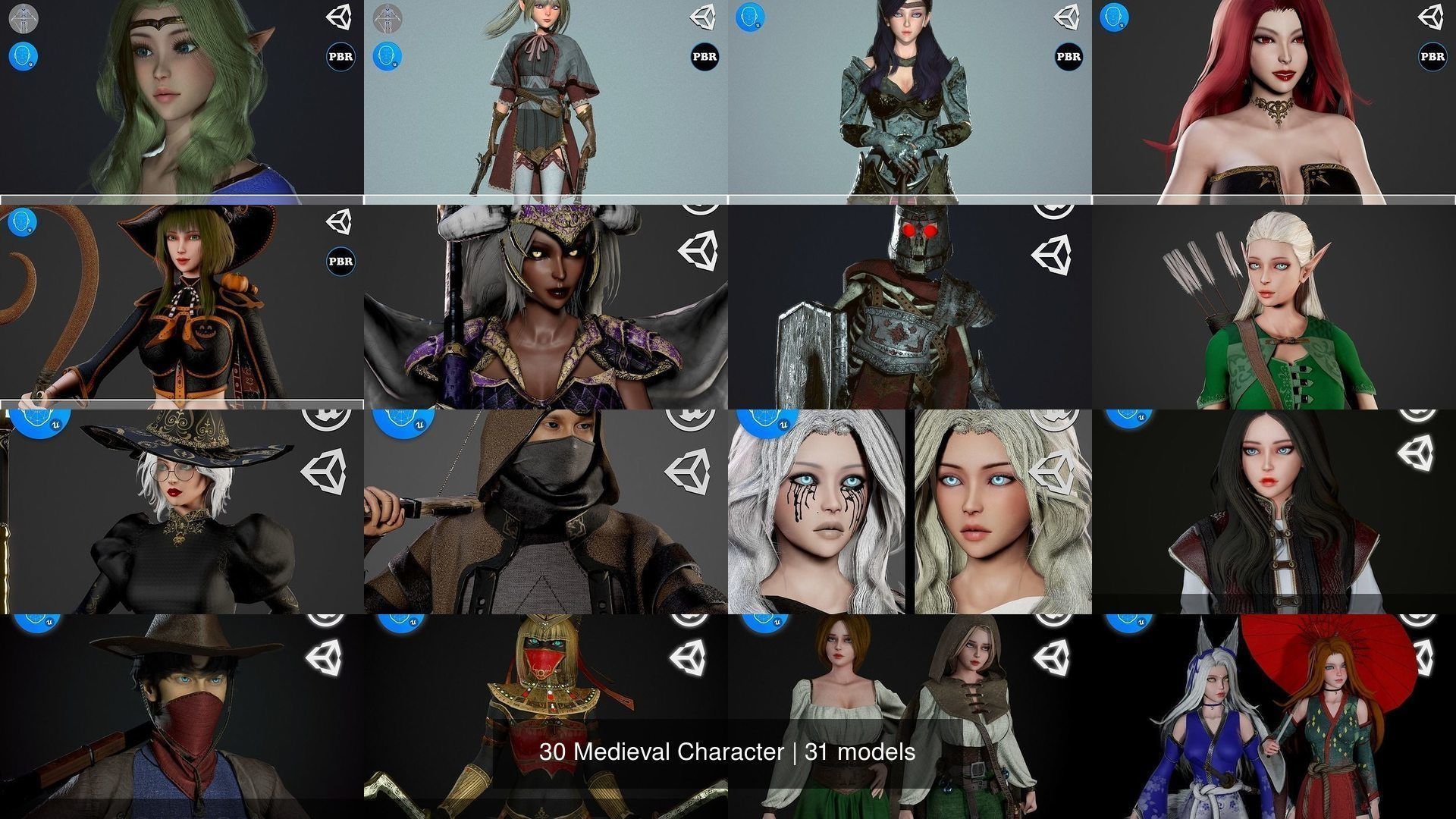30 Medieval Character 3D Model Collection_32