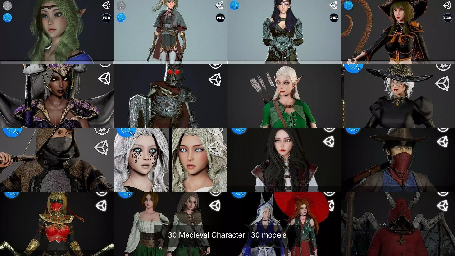 30 Medieval Character 3D Model Collection_0