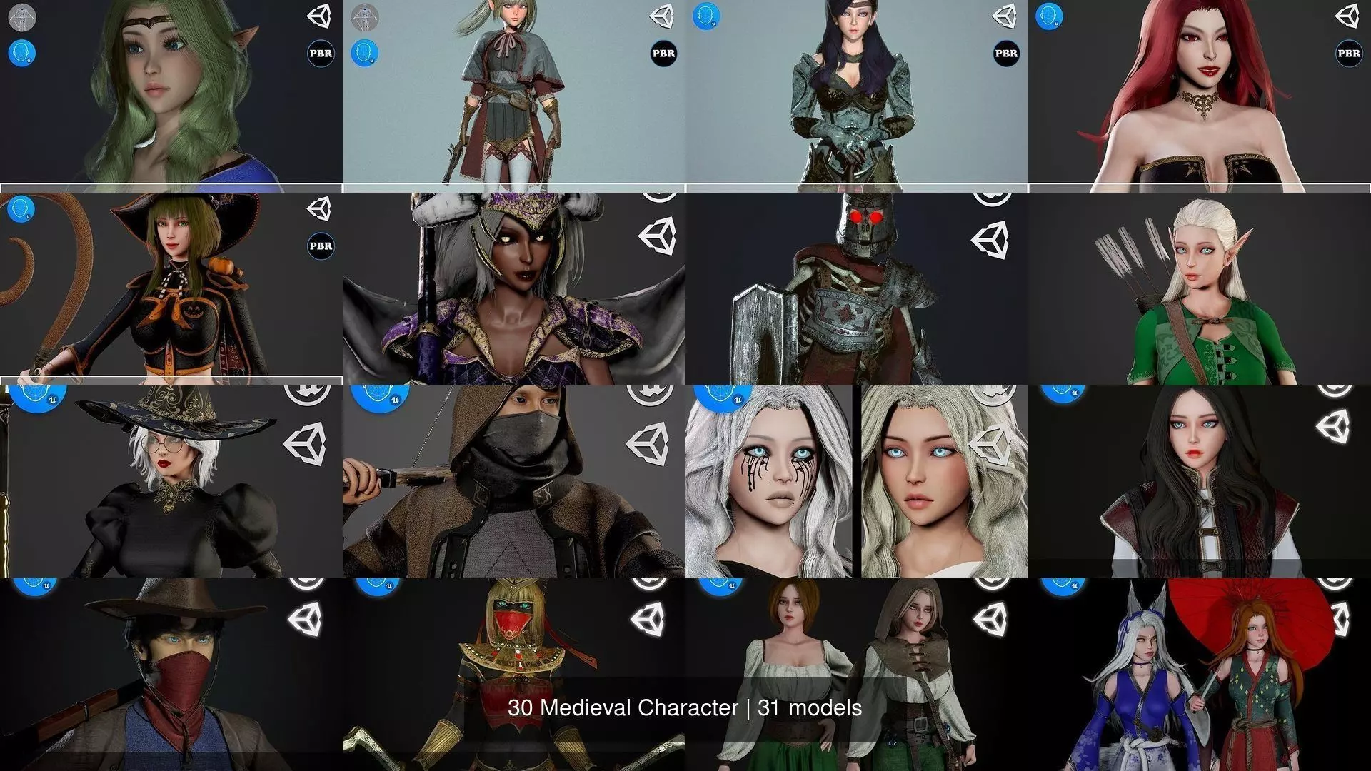 30 Medieval Character 3D Model Collection_31