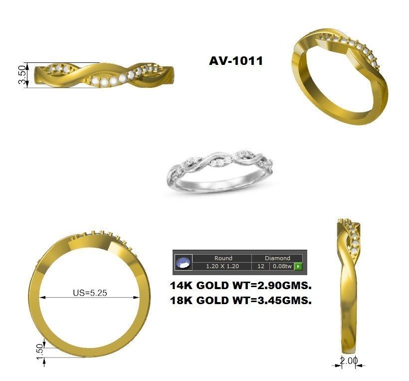 wadding diamond ring 3D print model_3