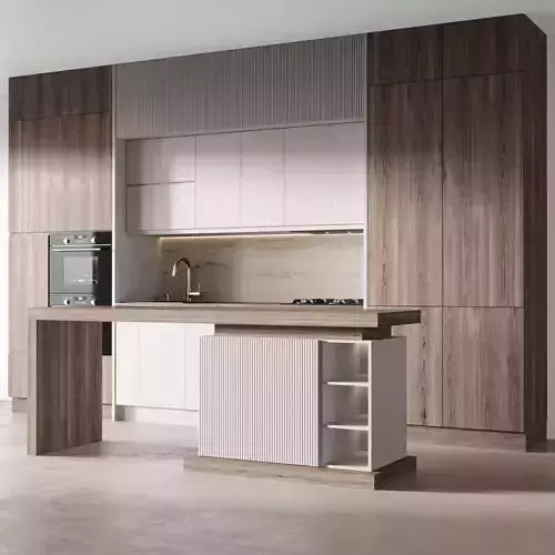 Modern kitchen with island M01 3D model