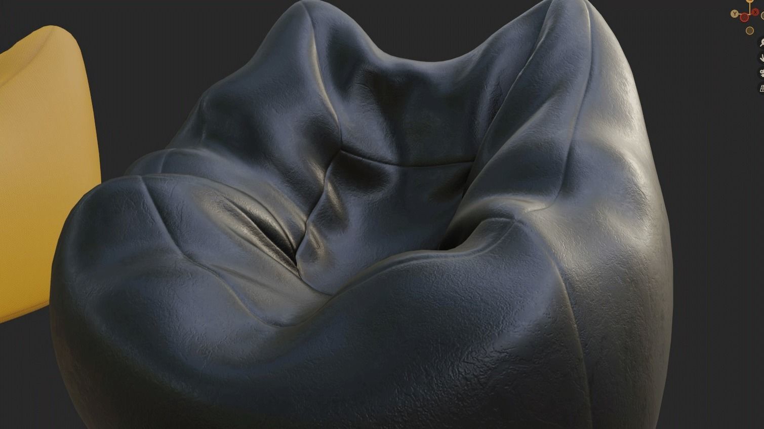 Bean bag chair ottoman pouf  gaming gamer 3d model  set 2 Low-poly 3D model_13