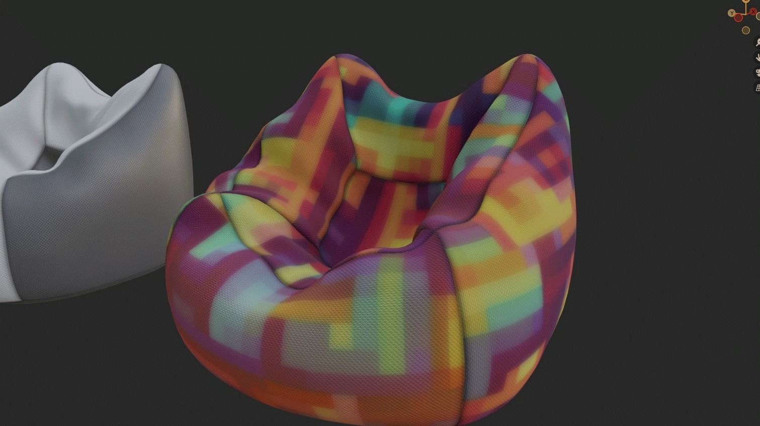 Bean bag chair ottoman pouf  gaming gamer 3d model  set 2 Low-poly 3D model_15