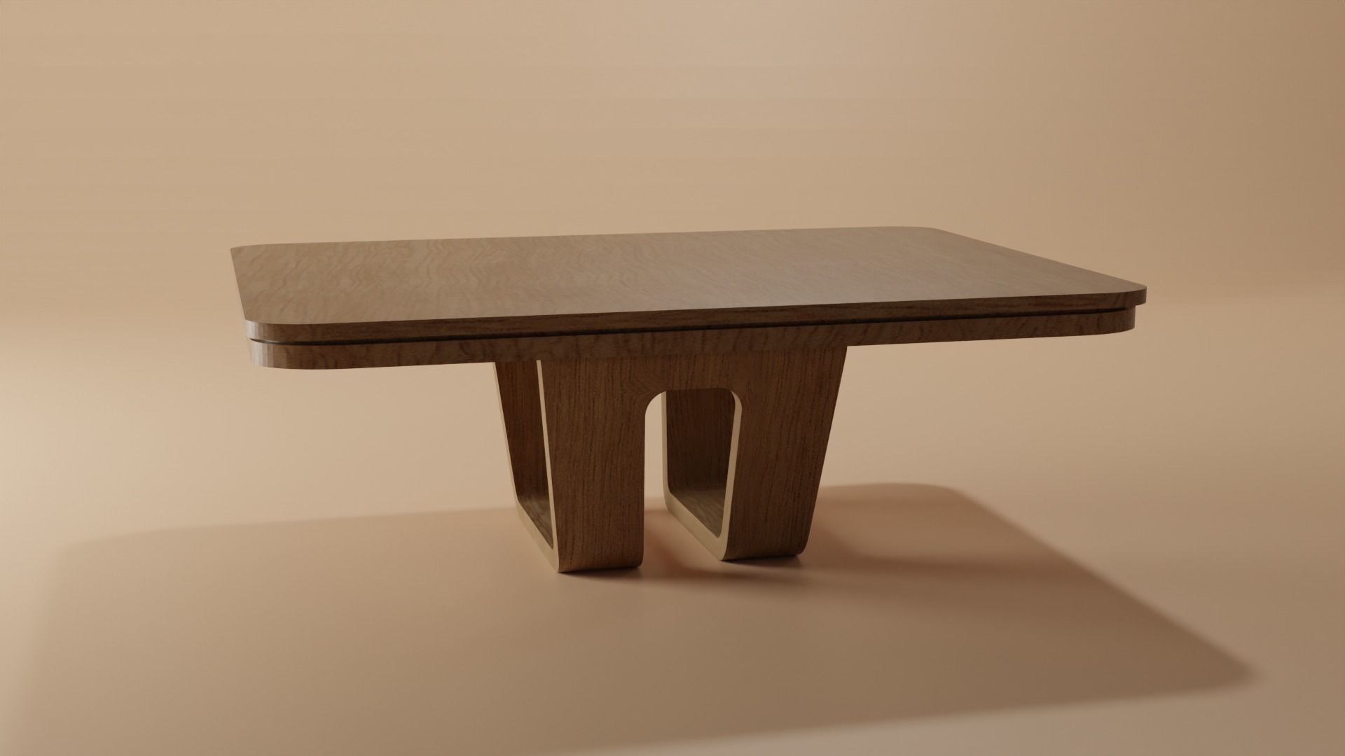 Pinewood Dining Table Low-poly 3D model_1