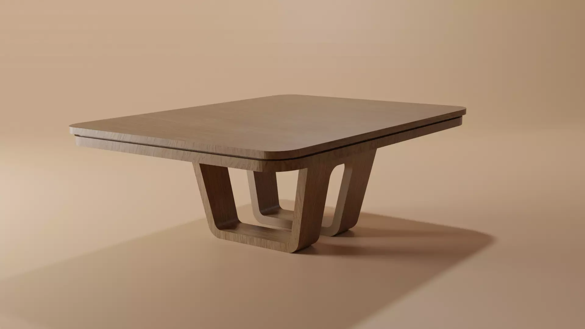 Pinewood Dining Table Low-poly 3D model_0