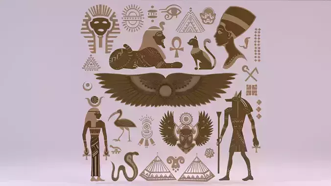 Egyptian Symbols - 052 Low-poly 3D model