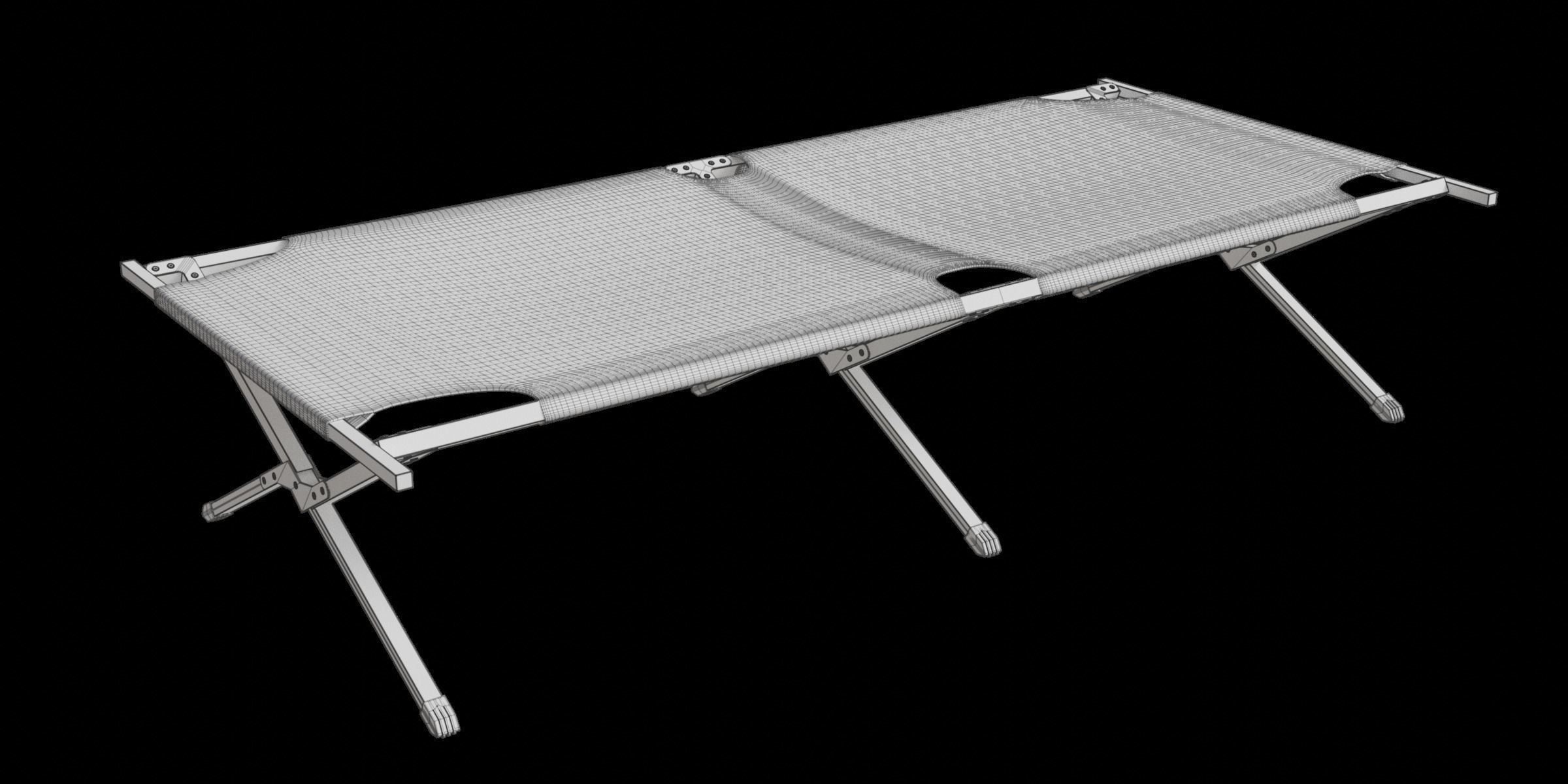 Folding Camping Cot 3D model_2