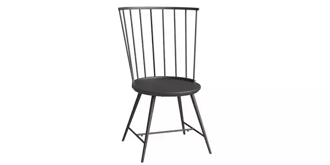 High Back Black Metal Chair Low-poly 3D model