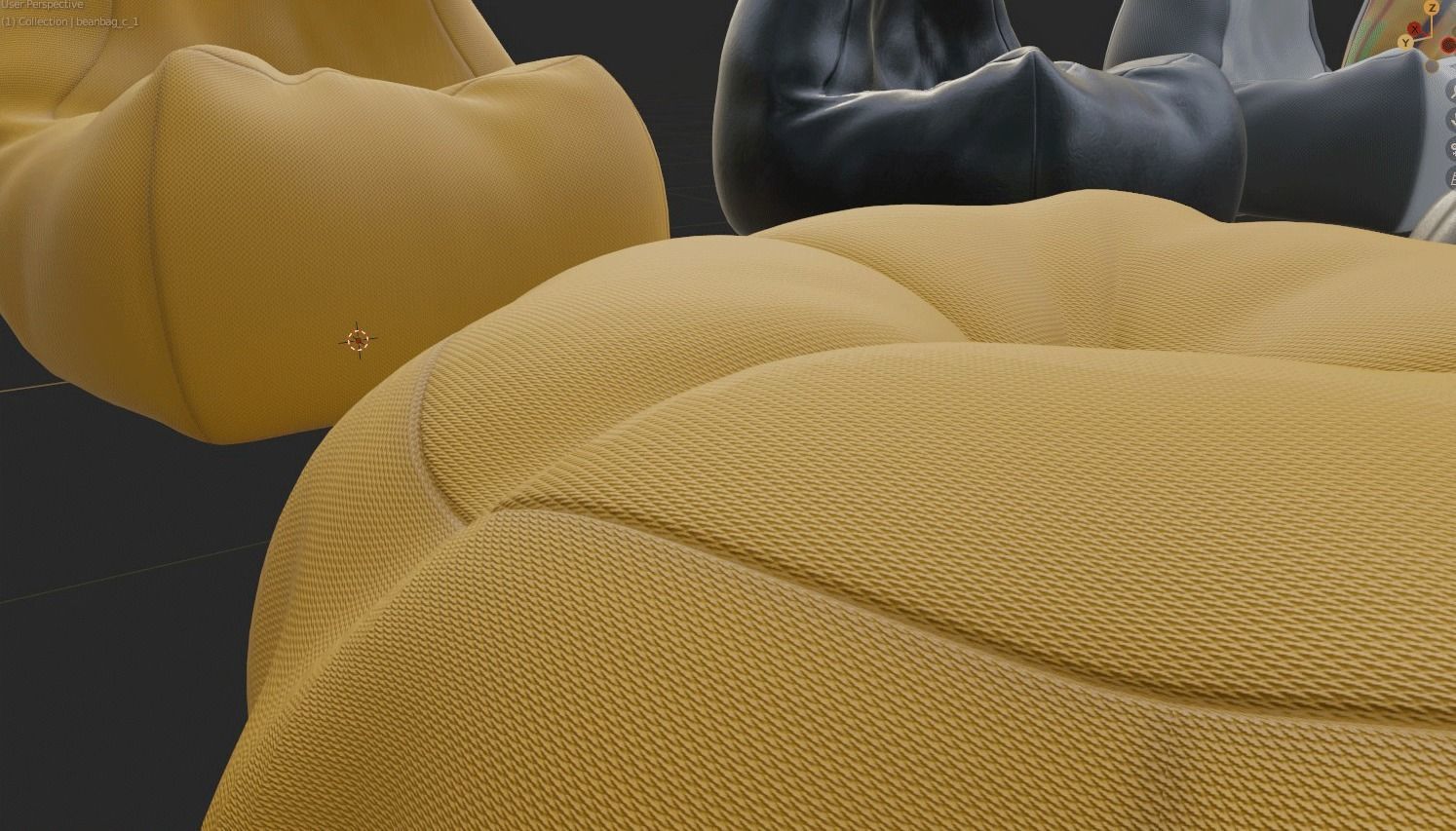 Bean bag chair ottoman pouf gaming gamer 3d model set 3 Low-poly 3D model_10