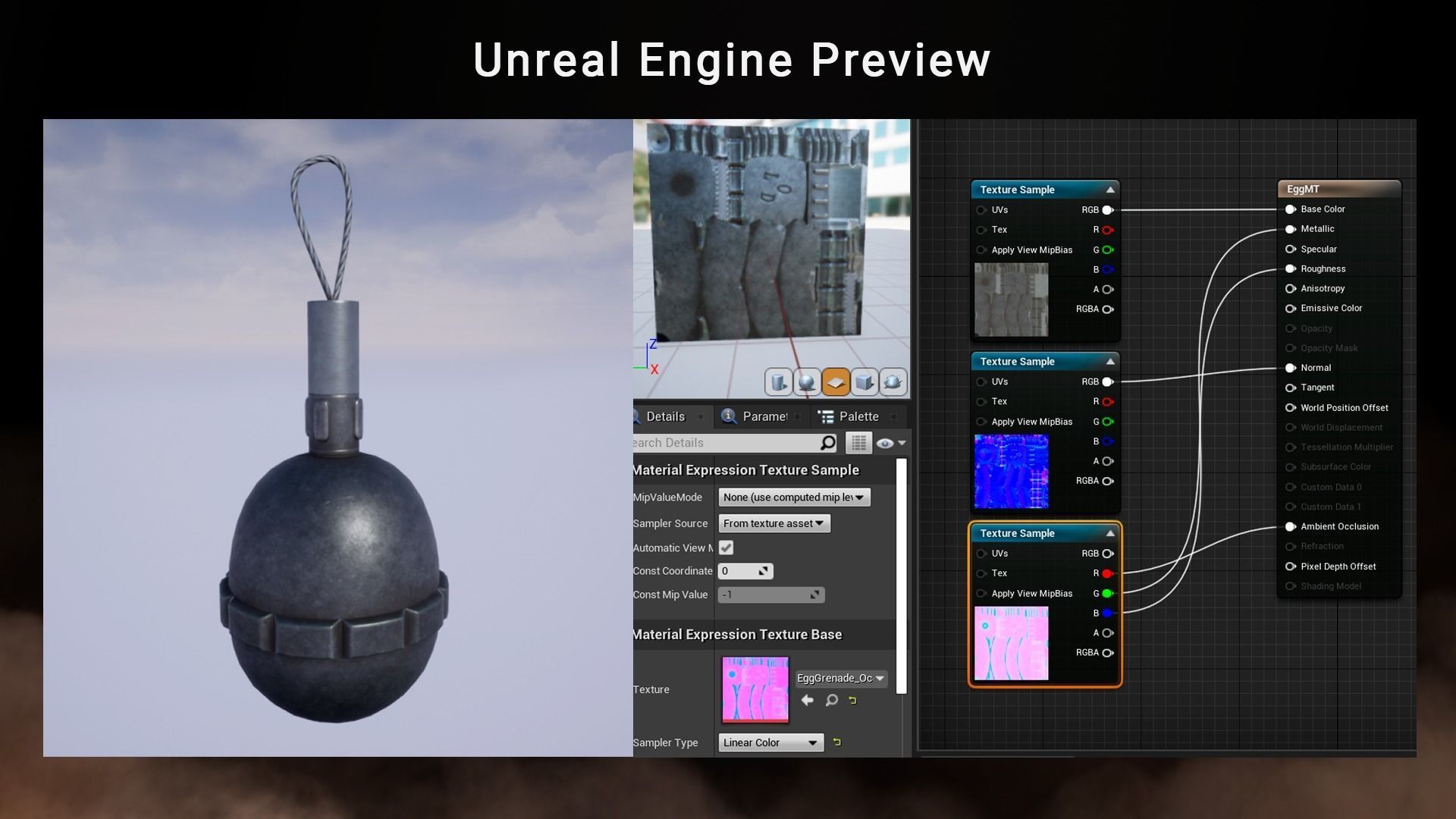 Grenade WW1 German Egg Grenade 1917 Game-Ready Low-poly 3D model_8