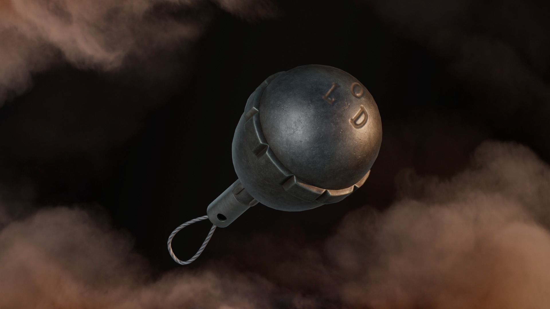 Grenade WW1 German Egg Grenade 1917 Game-Ready Low-poly 3D model_1