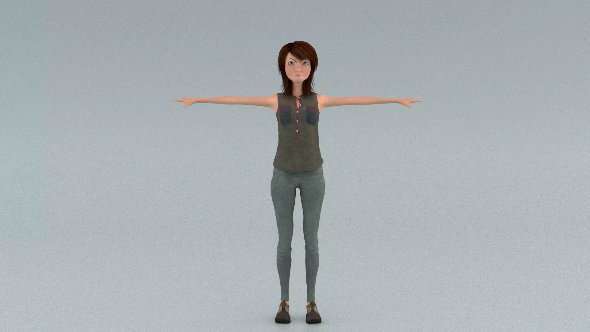 laos Toon Female Teen Low-poly 3D model_0