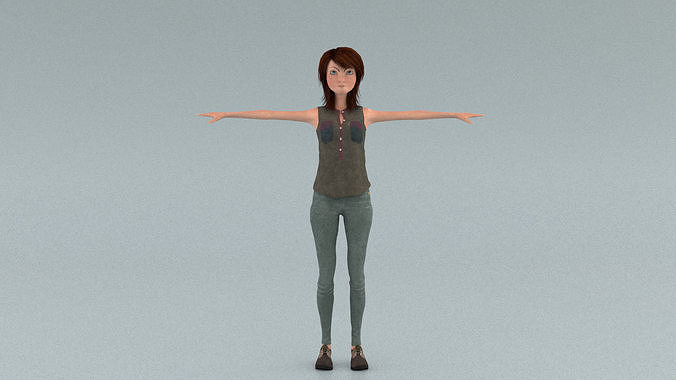 laos Toon Female Teen Low-poly 3D model