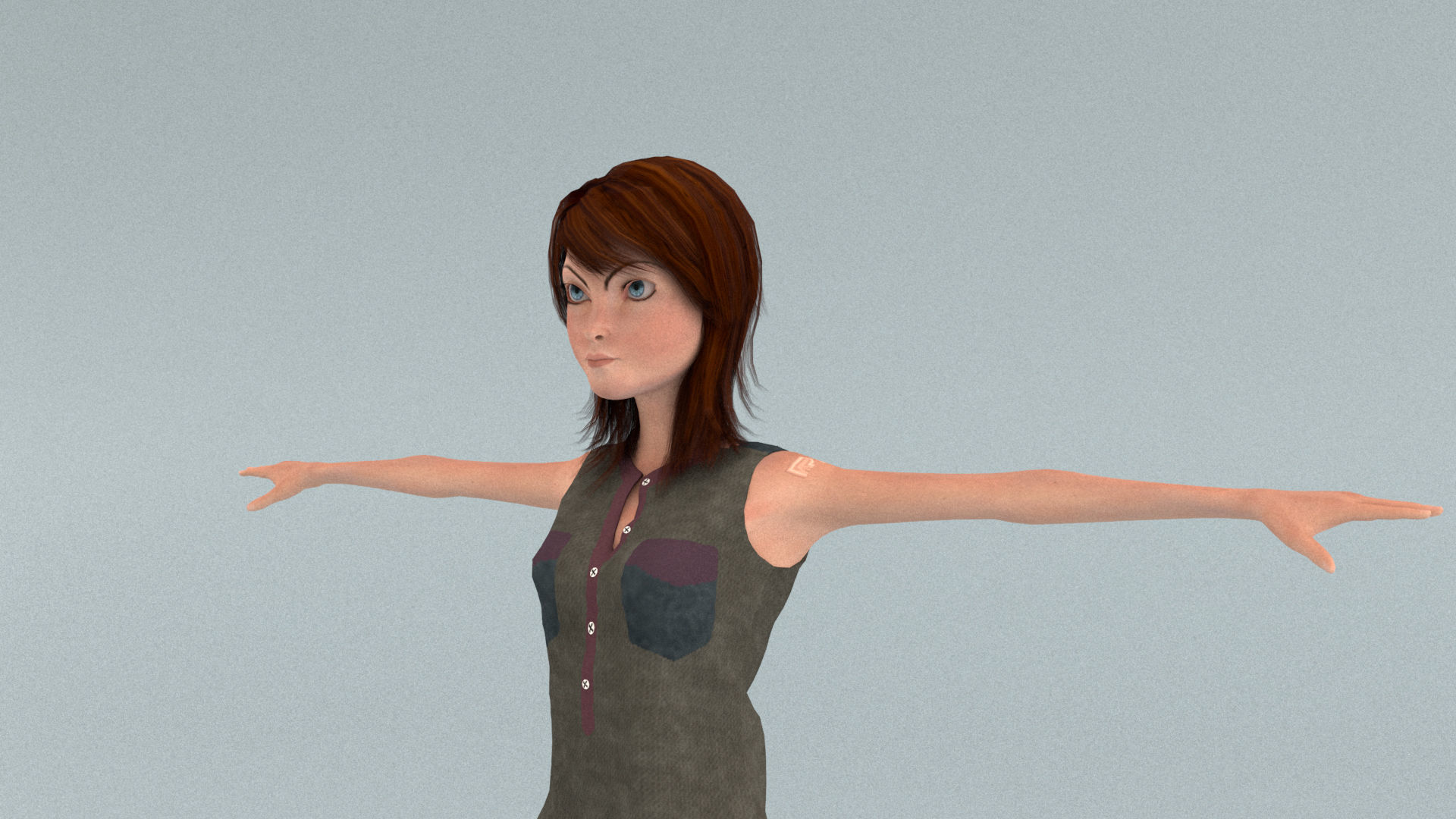 laos Toon Female Teen Low-poly 3D model_7