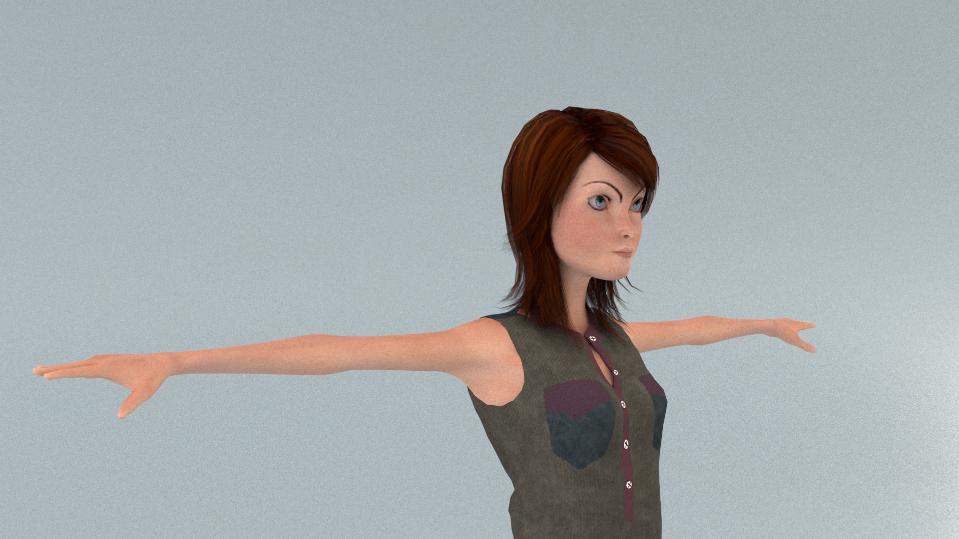 laos Toon Female Teen Low-poly 3D model_6