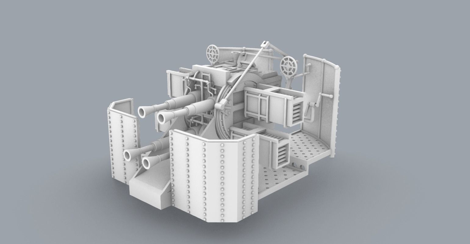 Pom Pom QF 2 Pounder 40mm Low-poly 3D model_9