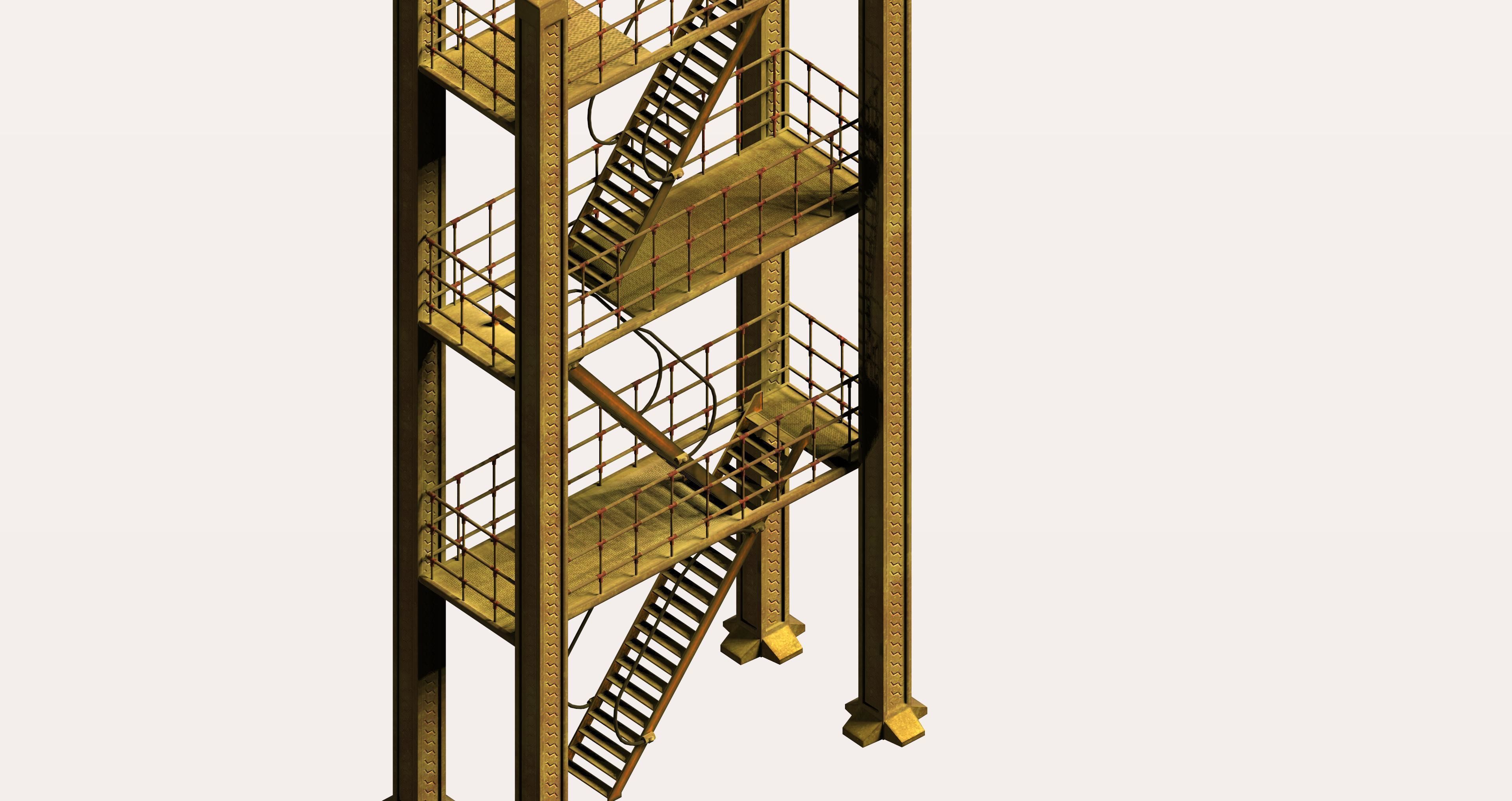 Multi-floor industrial type high platform Low-poly 3D model_5