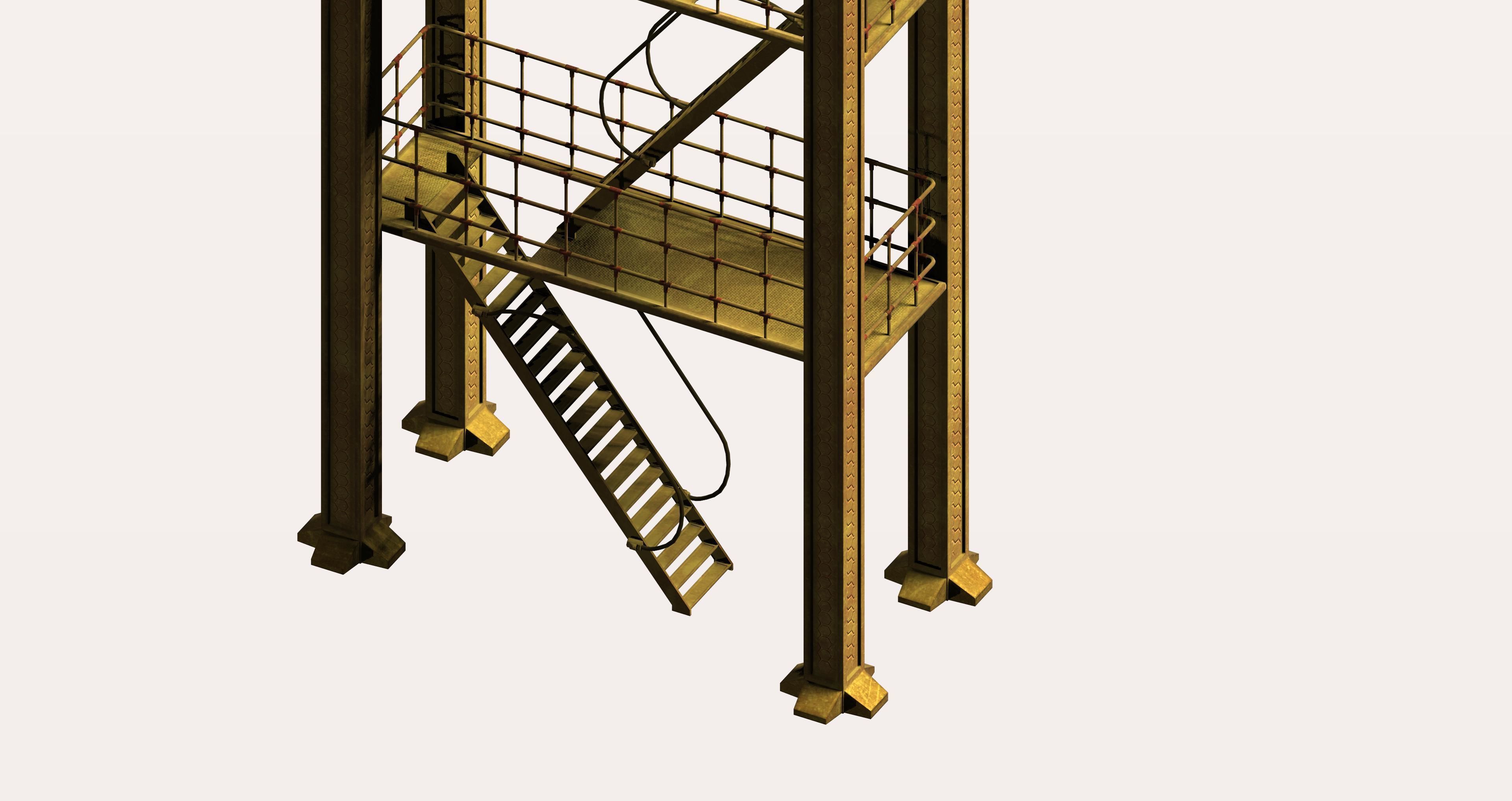 Multi-floor industrial type high platform Low-poly 3D model_2