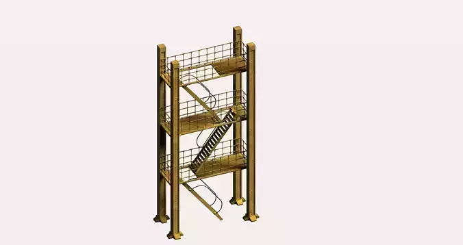 Multi-floor industrial type high platform Low-poly 3D model