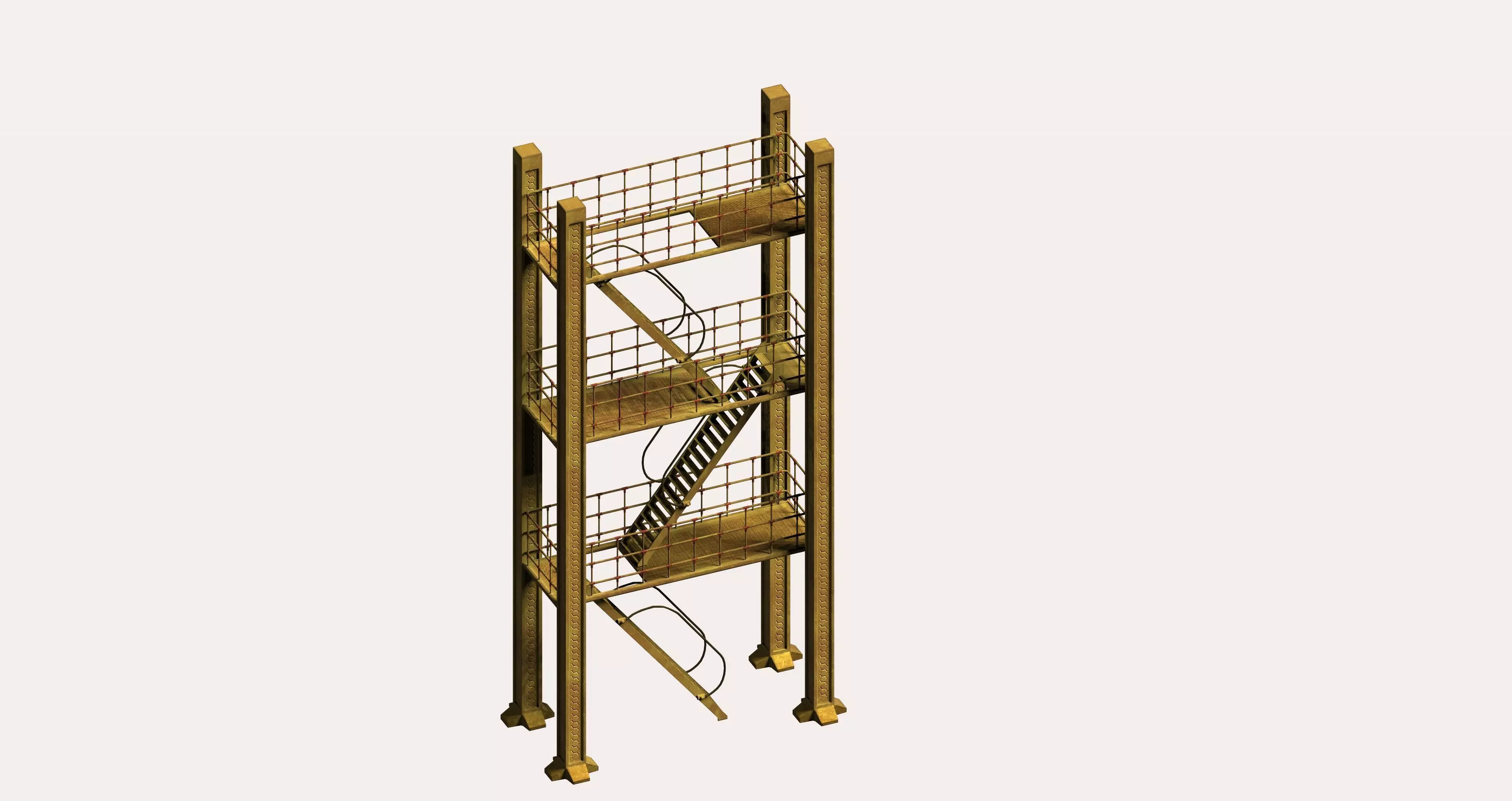 Multi-floor industrial type high platform Low-poly 3D model_0