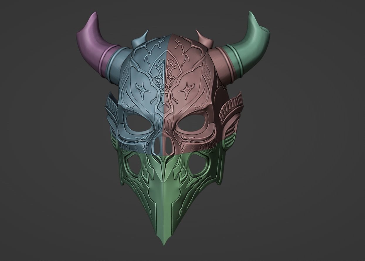 Druid wooden mask 3D print model_5