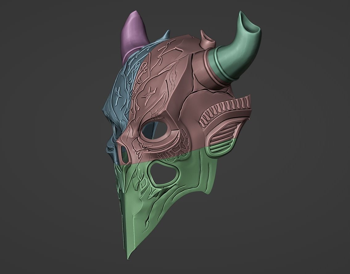 Druid wooden mask 3D print model_6