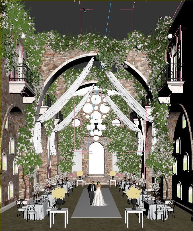 Exterior Castle Wedding 3D model_3