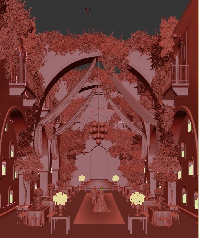 Exterior Castle Wedding 3D model_2