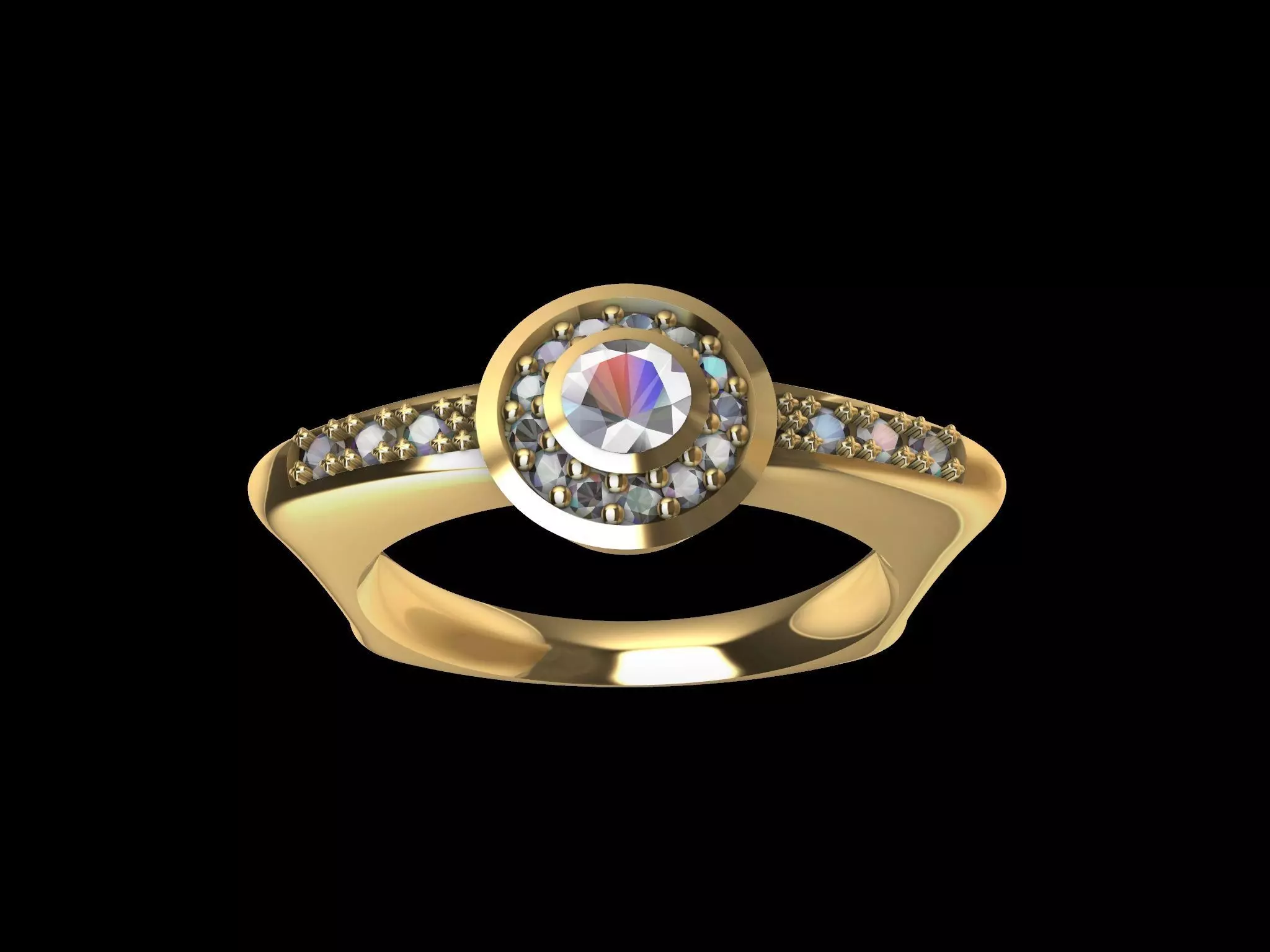Contemporary engagement Halo ring 3D print model