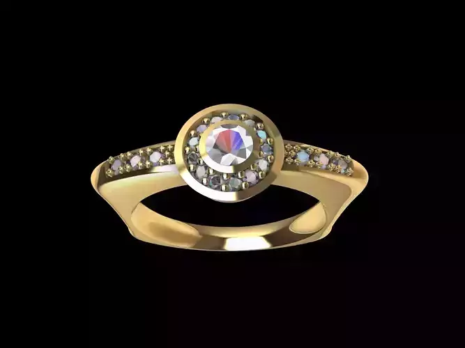 Contemporary engagement Halo ring 3D print model